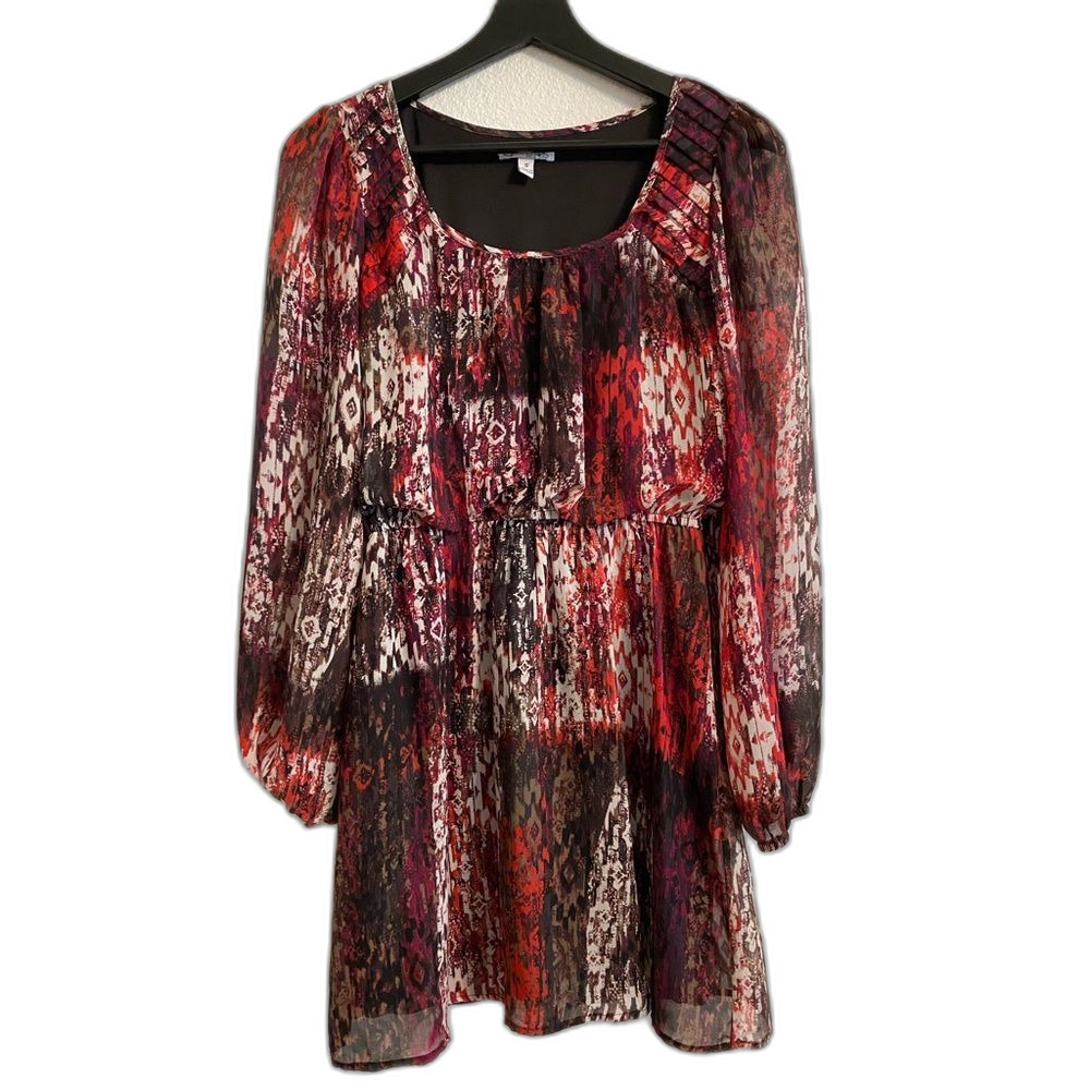 Speechless Georgette Sheer Layer Red Black S Long Sleeve Feminine Dainty Dress